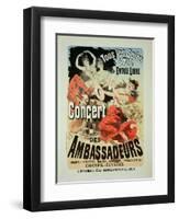 Reproduction of a Poster Advertising an "Ambassadors' Concert," Champs Elysees, Paris, 1884-Jules Chéret-Framed Giclee Print