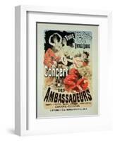 Reproduction of a Poster Advertising an "Ambassadors' Concert," Champs Elysees, Paris, 1884-Jules Chéret-Framed Giclee Print