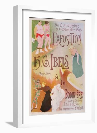 Reproduction of a Poster Advertising an Exhibition by H. G. Ibels, at the Bodiniere, Rue St Lazare,-Henri-Gabriel Ibels-Framed Giclee Print