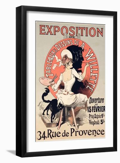 Reproduction of a Poster Advertising an Exhibition of the Paintings and Drawings of A. Willette-Jules Chéret-Framed Giclee Print