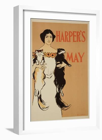 Reproduction of a Poster Advertising the May Issue of "Harper's Magazine," 1897-Edward Penfield-Framed Giclee Print