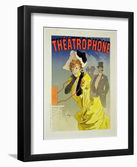 Reproduction of a Poster Advertising "Theatrophone," 1890-Jules Chéret-Framed Giclee Print