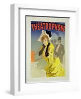 Reproduction of a Poster Advertising "Theatrophone," 1890-Jules Chéret-Framed Giclee Print