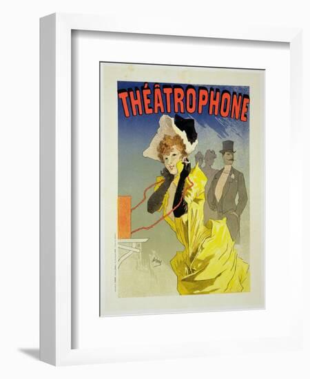 Reproduction of a Poster Advertising "Theatrophone," 1890-Jules Chéret-Framed Giclee Print