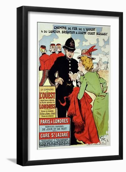 Reproduction of a Poster Advertising Trains from Paris to London, 1899-Jules-Alexandre Grün-Framed Giclee Print