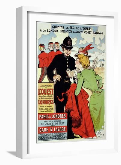 Reproduction of a Poster Advertising Trains from Paris to London, 1899-Jules-Alexandre Grün-Framed Giclee Print