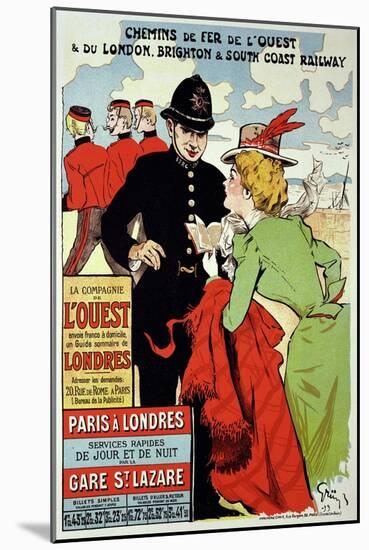 Reproduction of a Poster Advertising Trains from Paris to London, 1899-Jules-Alexandre Grün-Mounted Giclee Print