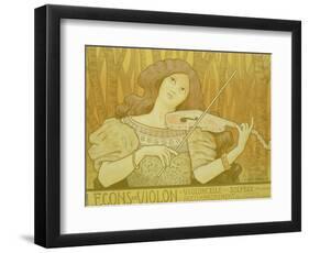 Reproduction of a Poster Advertising "Violin Lessons," Rue Denfert-Rochereau, Paris, 1898-Paul Berthon-Framed Giclee Print