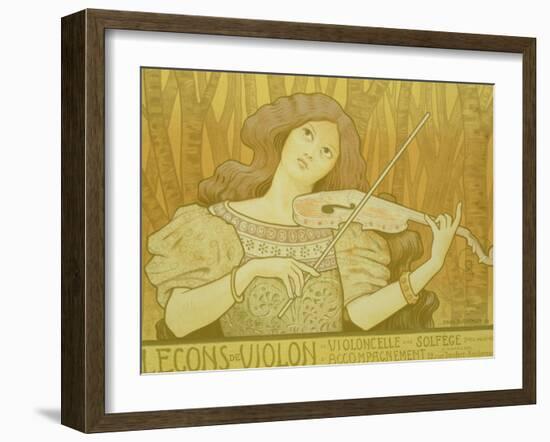 Reproduction of a Poster Advertising "Violin Lessons," Rue Denfert-Rochereau, Paris, 1898-Paul Berthon-Framed Giclee Print