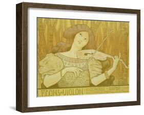 Reproduction of a Poster Advertising "Violin Lessons," Rue Denfert-Rochereau, Paris, 1898-Paul Berthon-Framed Giclee Print