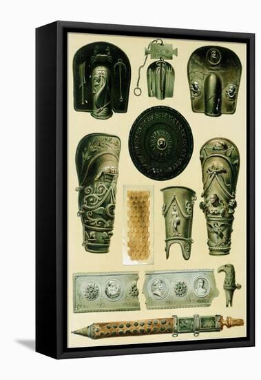 Reproduction of Armor and Weapons, from the Houses and Monuments of Pompeii-Fausto and Felice Niccolini-Framed Stretched Canvas