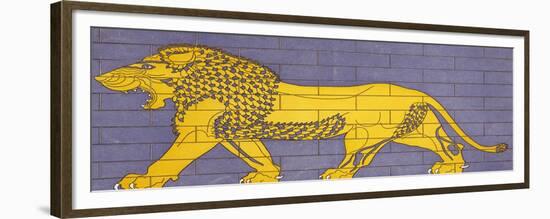 Reproduction of Enamel Decoration with Lion Walking Behind King-null-Framed Giclee Print