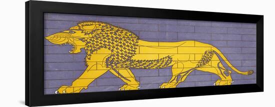 Reproduction of Enamel Decoration with Lion Walking Behind King-null-Framed Giclee Print