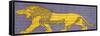 Reproduction of Enamel Decoration with Lion Walking Behind King-null-Framed Stretched Canvas