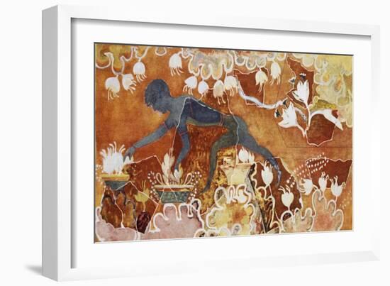 Reproduction of Fresco of Saffron Gatherer, Taken from Palace of Minos at Knossos, London-Sir Arthur Evans-Framed Giclee Print