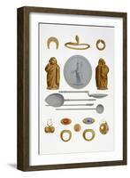 Reproduction of Precious Objects and Gold Jewelry, from the Houses and Monuments of Pompeii-Fausto and Felice Niccolini-Framed Giclee Print