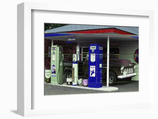 Reproduction Texaco Gas Station and Chevrolet Pickup-Darrell Gulin-Framed Photographic Print