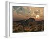 Reptoids Race Allosaurus Dinosaurs across the Desert-Stocktrek Images-Framed Photographic Print