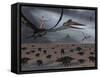 Reptoids Ride on the Backs of Quetzalcoatlus Using Telepathy-Stocktrek Images-Framed Stretched Canvas