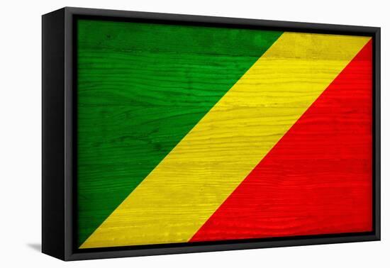 Republic of The Congo Flag Design with Wood Patterning - Flags of the World Series-Philippe Hugonnard-Framed Stretched Canvas