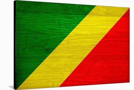 Republic of The Congo Flag Design with Wood Patterning - Flags of the World Series-Philippe Hugonnard-Stretched Canvas