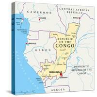 Republic of the Congo Political Map-Peter Hermes Furian-Stretched Canvas