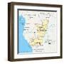 Republic of the Congo Political Map-Peter Hermes Furian-Framed Art Print