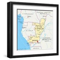 Republic of the Congo Political Map-Peter Hermes Furian-Framed Art Print