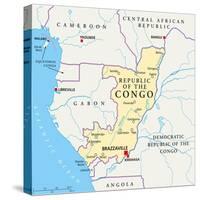 Republic of the Congo Political Map-Peter Hermes Furian-Stretched Canvas