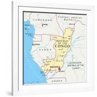 Republic of the Congo Political Map-Peter Hermes Furian-Framed Art Print