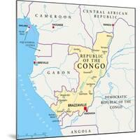 Republic of the Congo Political Map-Peter Hermes Furian-Mounted Art Print