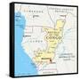 Republic of the Congo Political Map-Peter Hermes Furian-Framed Stretched Canvas