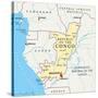 Republic of the Congo Political Map-Peter Hermes Furian-Stretched Canvas