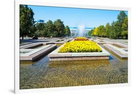 Republic Square Park, water spraying from fountain, Almaty, Kazakhstan, Central Asia, Asia-G&M Therin-Weise-Framed Photographic Print