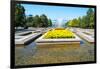 Republic Square Park, water spraying from fountain, Almaty, Kazakhstan, Central Asia, Asia-G&M Therin-Weise-Framed Photographic Print