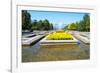 Republic Square Park, water spraying from fountain, Almaty, Kazakhstan, Central Asia, Asia-G&M Therin-Weise-Framed Photographic Print