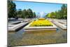 Republic Square Park, water spraying from fountain, Almaty, Kazakhstan, Central Asia, Asia-G&M Therin-Weise-Mounted Photographic Print