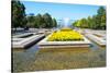 Republic Square Park, water spraying from fountain, Almaty, Kazakhstan, Central Asia, Asia-G&M Therin-Weise-Stretched Canvas