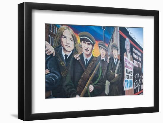 Republican murals against British rule, Falls Road, Belfast, Northern Ireland-null-Framed Photographic Print