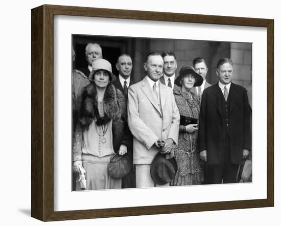 Republican Nominee Hoover Heads the Greeting Party for President and Mrs Coolidge-null-Framed Photo