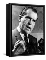 Republican Presidential Candidate Richard Nixon Speaking with a Clenched Fist on April 20, 1968-null-Framed Stretched Canvas