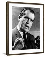 Republican Presidential Candidate Richard Nixon Speaking with a Clenched Fist on April 20, 1968-null-Framed Photo