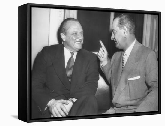 Republican Senator William Knowland with Democratic Sen. Lyndon Johnson-null-Framed Stretched Canvas