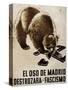 Republican Spanish Civil War Poster, Bear of Madrid Will Smash Fascism 1938-null-Stretched Canvas