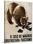 Republican Spanish Civil War Poster, Bear of Madrid Will Smash Fascism 1938-null-Stretched Canvas