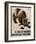 Republican Spanish Civil War Poster, Bear of Madrid Will Smash Fascism 1938-null-Framed Art Print