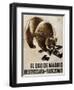 Republican Spanish Civil War Poster, Bear of Madrid Will Smash Fascism 1938-null-Framed Art Print
