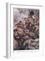 Repulsing a Frontal Attack with Rifle and Bayonet-Cyrus Cuneo-Framed Giclee Print