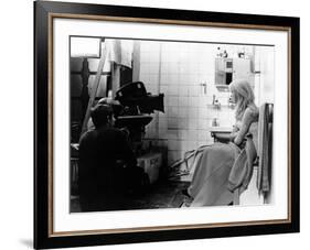 REPULSION, 1965 directed by ROMAN POLANSKI On the set, Roman Polanski and Catherine Deneuve (b/w ph-null-Framed Photo