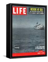 Rescue at Sea, Lifeboat Leaving Sinking Ship Andrea Doria, August 6, 1956-Loomis Dean-Framed Stretched Canvas